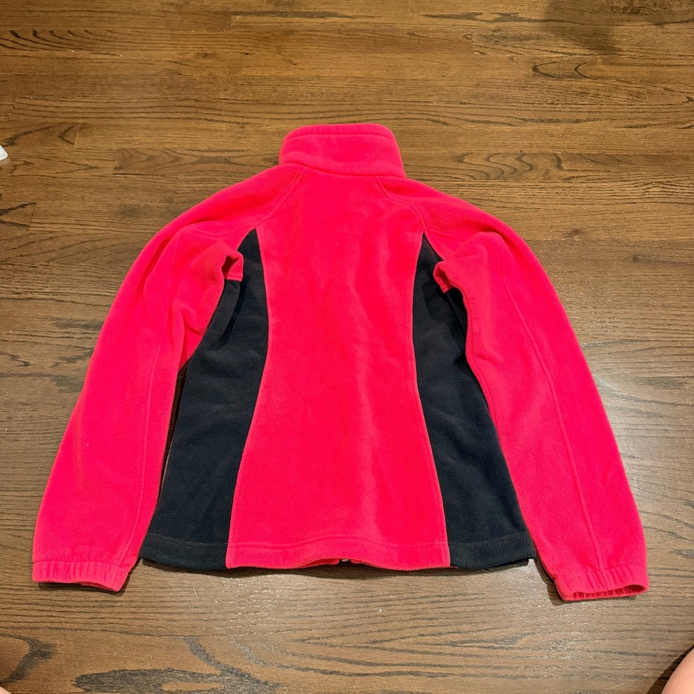 Columbia Womens Full Zip Fleece Jacket Pink Black Colorblock Mock Neck Medium - Picture 2 of 6